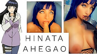 大胸部hinata Ahegao的口交技巧展示出来