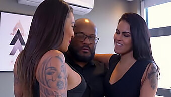 Interracial Threesome With A Big Booty Latina And Big Tits