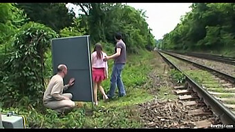 Voyeur'S View Of An Outdoor Threesome