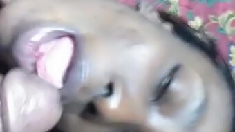 Wanita Tua Bertato Memberikan Blowjob